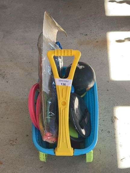 Tonka Truck, Franklin Ring Toss Game, and Toys in Cart image