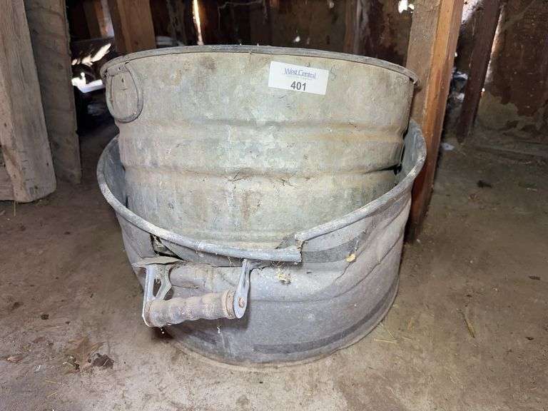 Two Galvanized Metal Wash Tubs image