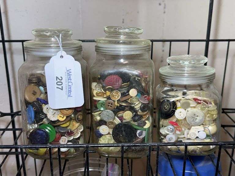 Glass Jars Filled with Assorted Buttons image
