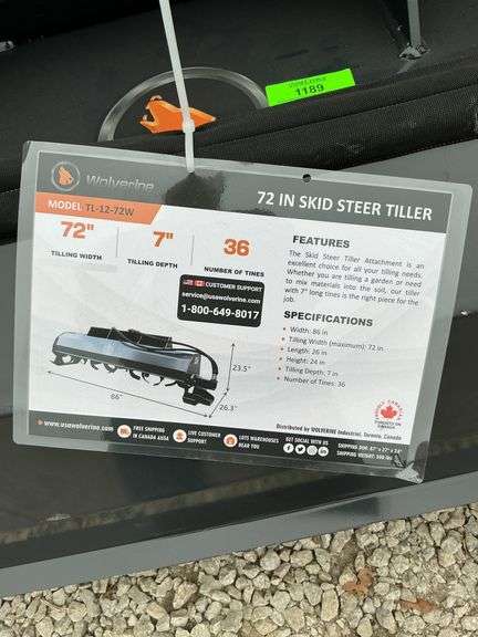 TL-12-72W 72 inch skid steer tiller image