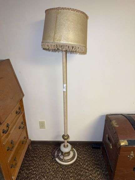 Standing Floor Lamp with Fringed Shade - 58 Inches Tall image