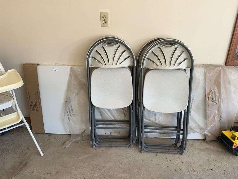 Lot of Folding Chairs and 6' Westlake Hardware Table image