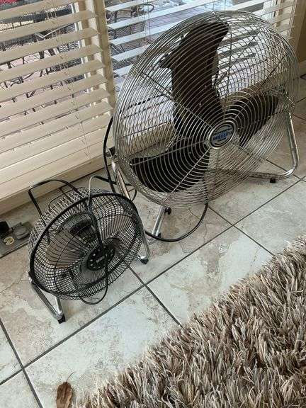 Two Floor Fans - 10 inch and 21 inch image