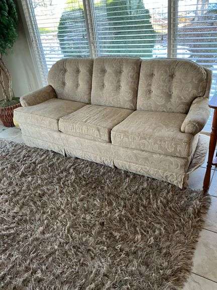 74-Inch Gold Floral Pattern Couch image