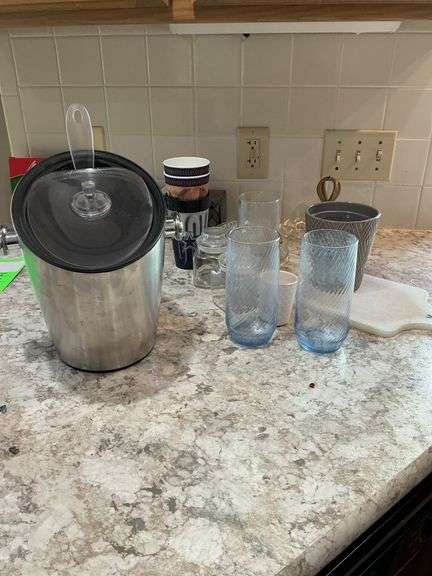 Kitchenware Lot: Ice Bucket, Drinking Glasses, Cheese Grater, and More image