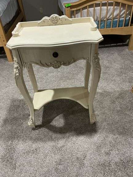 Ivory Colored Nightstand with Drawer - 24 Inch Wide image