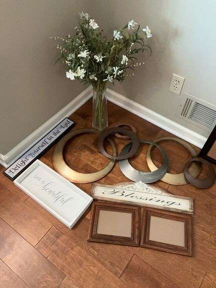 Assorted Home Decor - Picture Frames, Wall Art, and Floral Arrangement image