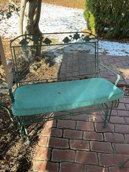 Outdoor Metal Bench and Table Set image