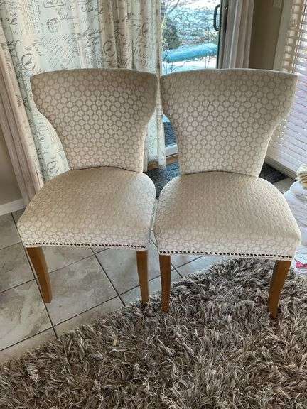 Pair of Ivory Upholstered Parlor Chairs image