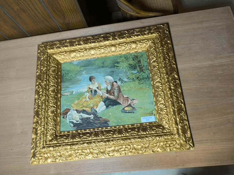 Framed Oil Painting with Outdoor Scene