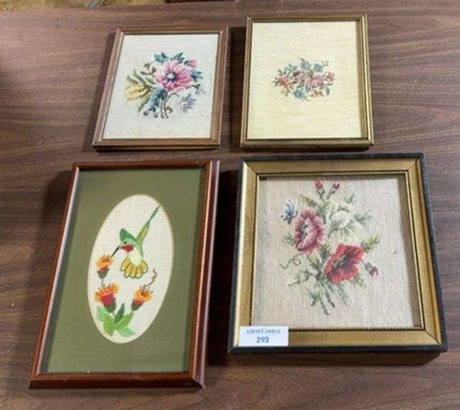 Set of Four Framed Needlepoint Pictures