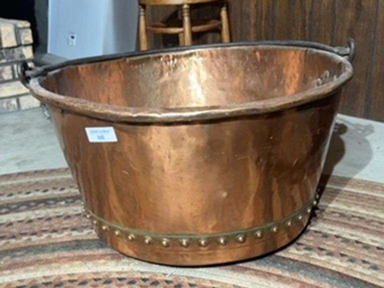 Large Copper Kettle with Iron Handles