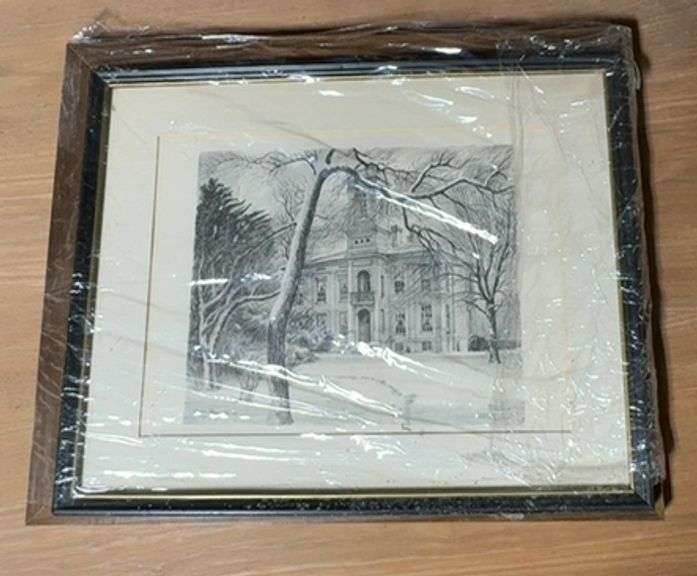 Framed Floral Pressed Flower Art and Framed Pencil Drawing