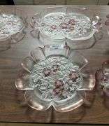 Set of 6 Pink Floral Glass Serving Dishes