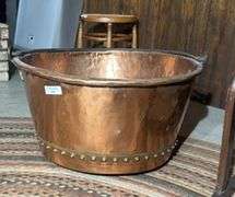 Large Copper Kettle with Iron Handles