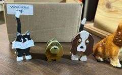 Assorted Home Decor: Dog Figurines, Stone Dog Bone, Wood Corbels