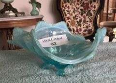 Blue Opalescent Glass Candy Dish