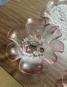 Set of 6 Pink Floral Glass Serving Dishes