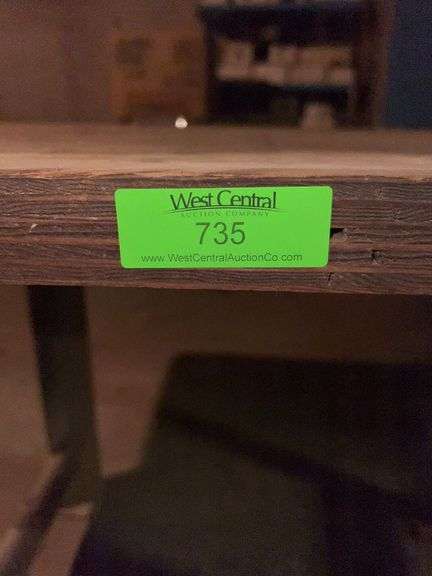 Work Table  Metal frame, wood top in basement.  Heavy and sturdy  56"w x 30"d x 30.5"h image