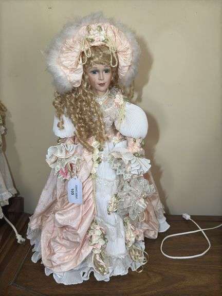 Cherilyn Porcelain Doll with Blonde Hair and Pink Dress image