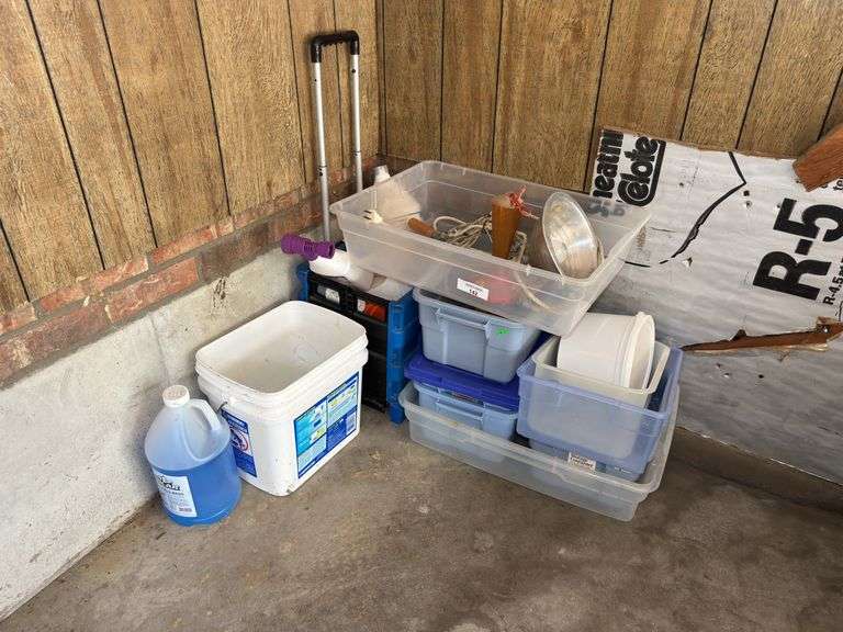 Household Lot with Totes, Bucket, and more image