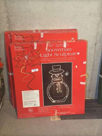 Holiday Traditions Lighted Sculpture Lot - Snowman, Sleigh, and Reindeer image