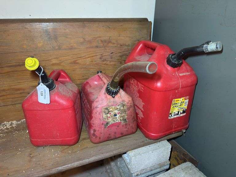 Lot of 3 Red Gasoline Cans image