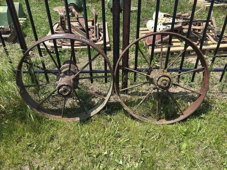 Set of Two Steel Farm Implement Wheels image