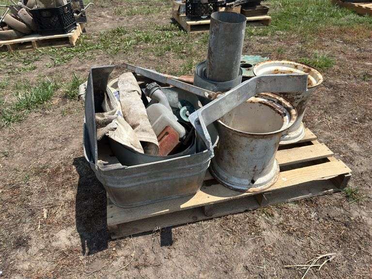 Mixed Lot of Metal Items - Wheels, Tubing, Spool, and More
