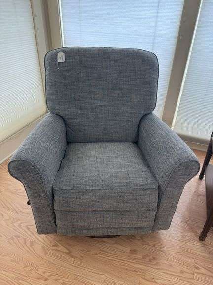 La-Z-Boy Blue Fabric Swivel Rocker Recliner Chair image
