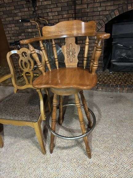 Wooden Swivel Barstool and Accent Chair