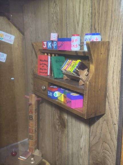 Miniature Schoolroom Scene-CONTENTS ONLY Display Cabinet Not included