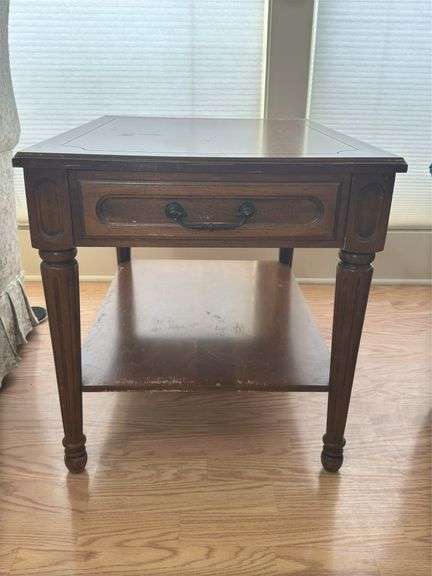 Wood Side Table with Drawer and Shelf image