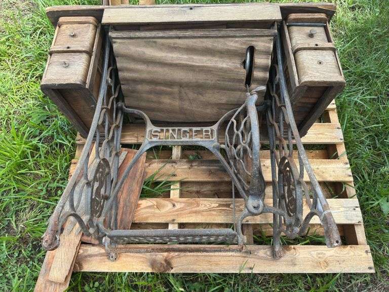 Singer Sewing Machine with Cabinet and Treadle Base
