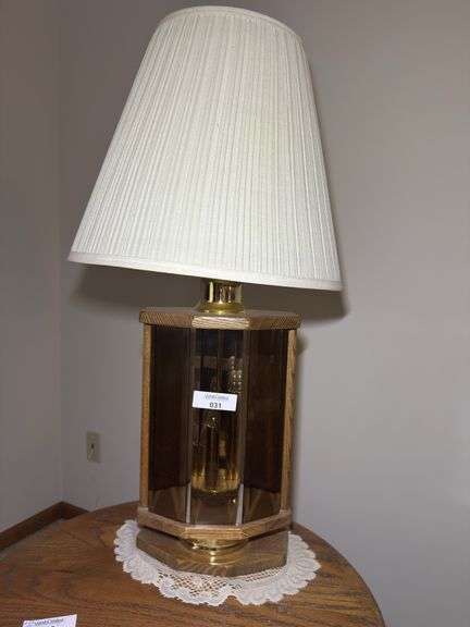Unique Wooden Octagon Table Lamp with Shade image