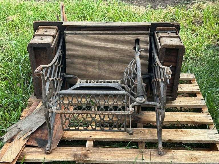 Singer Sewing Machine with Cabinet and Treadle Base image