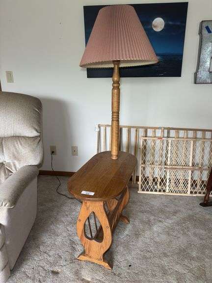 Oak Table with Lamp image