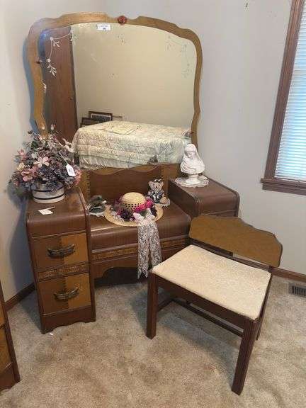 Ornate Vanity with Chair (no contents included) image
