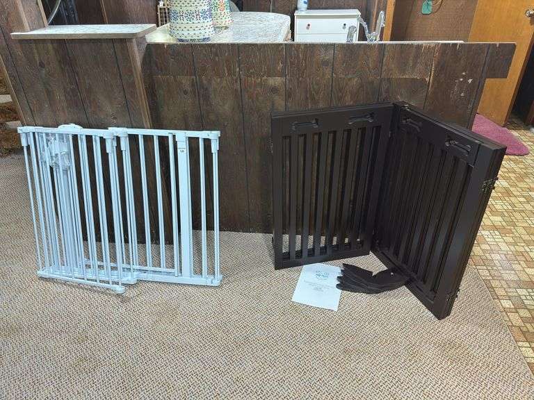 Arf Pets Freestanding Dog Gate with Walkthrough Door and White  Baby Gate image