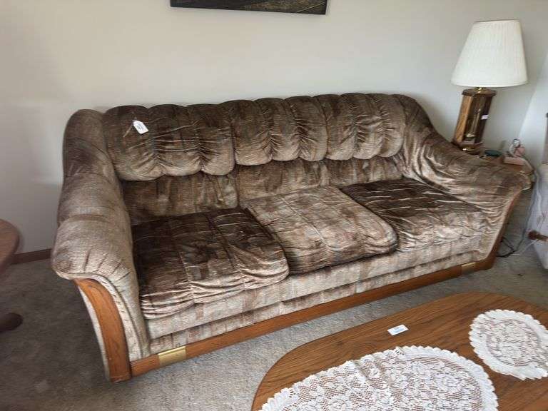 Upholstered Sofa with Wooden Accents image
