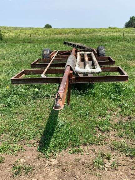 Orange Steel Utility Trailer with Pallet & Pipe