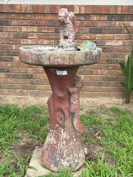 Concrete Garden Bird Bath with Squirrel image