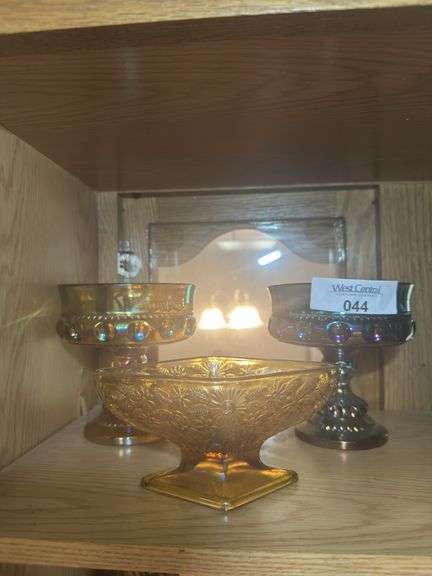 Group of Carnival Glass Bowls and Compotes image