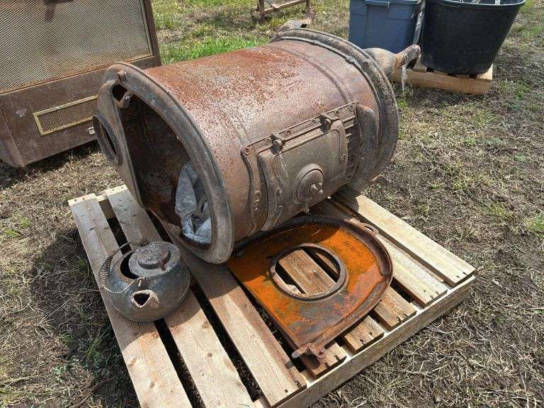 Rustic Iron Wood Burning Stove with Accessories