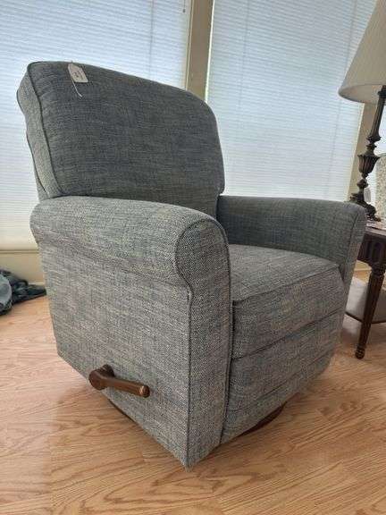La-Z-Boy Blue Fabric Swivel Rocker Recliner Chair