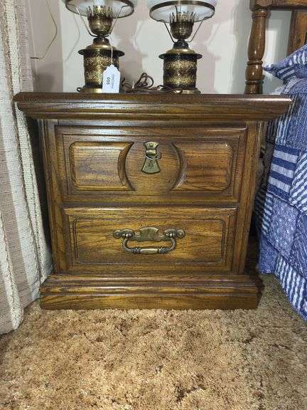 Wooden Nightstand with Two Drawers image