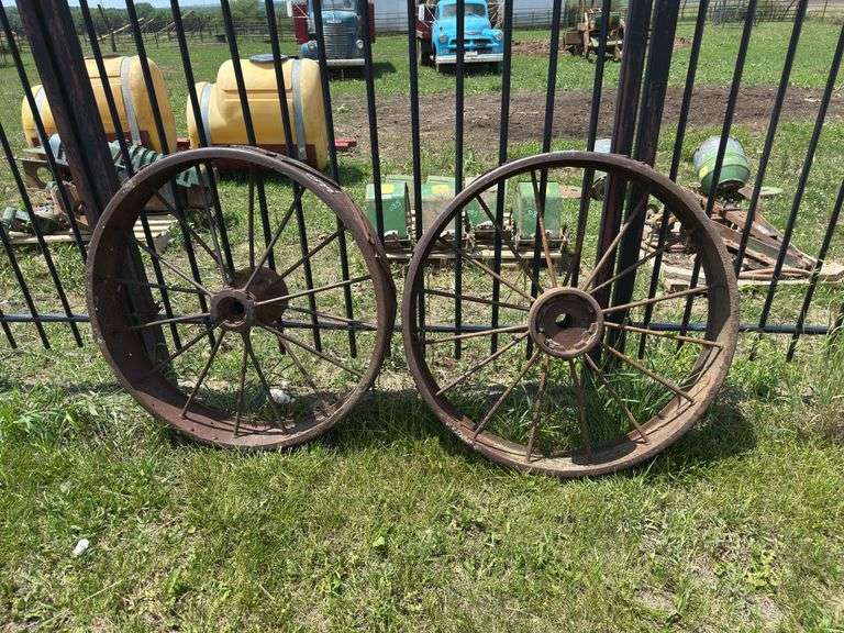 Set of Two Steel Farm Implement Wheels image