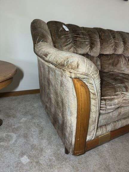 Upholstered Sofa with Wooden Accents
