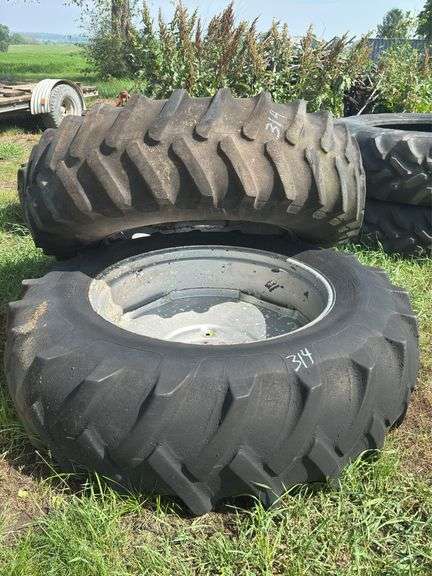 Pair of Firestone 18.4-38 Tractor Tires on Rims image