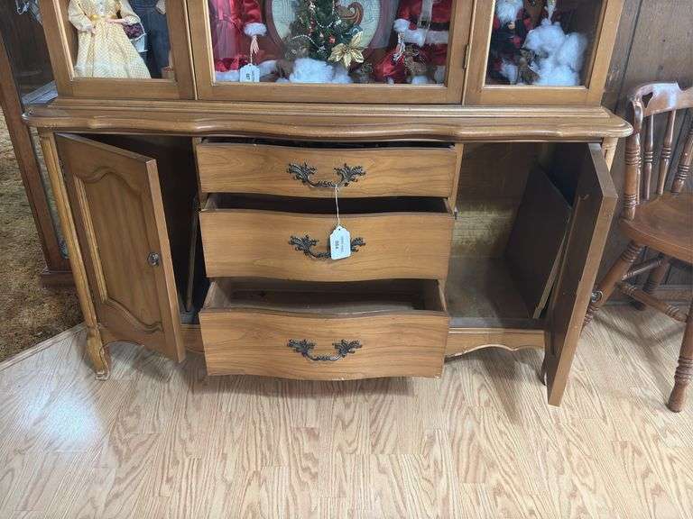 Wood China Cabinet Hutch with Glass Doors, NO CONTENTS INCLUDED.